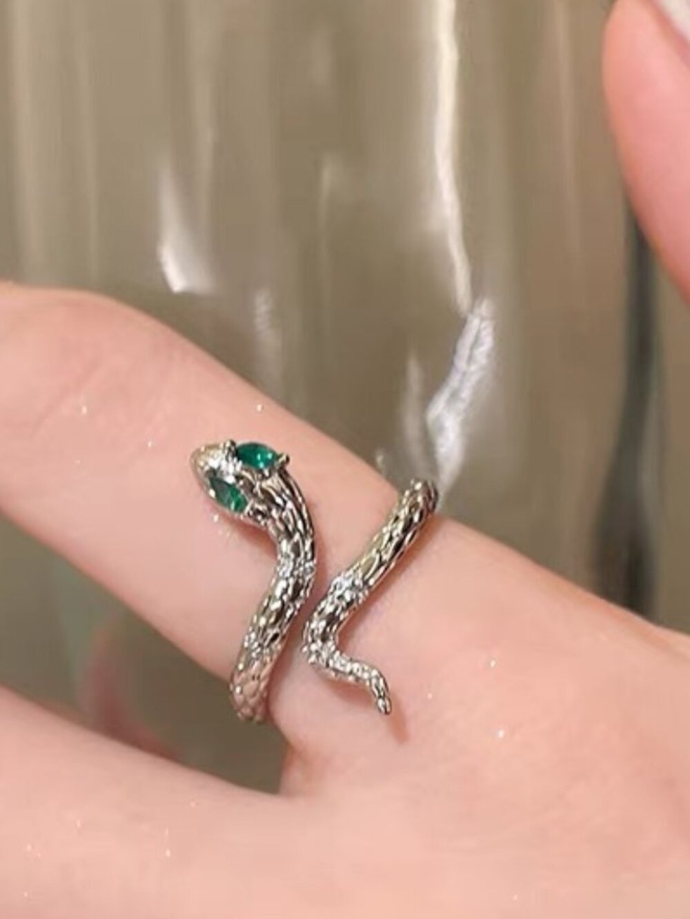 Silver Snake Adjustable Ring
